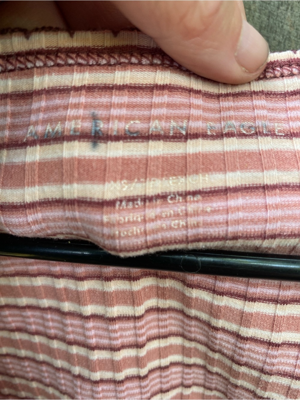 American Eagle Striped Lettuce Hem Baby Tee Crop Top XS - Picture 4 of 5